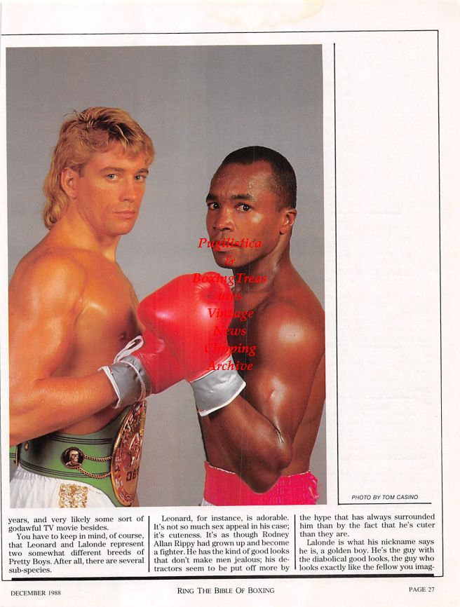 Boxing News Clipping #1221 - Art Aragon, Ray Mancini, Sugar Ray Leonard vs. Donny Lalonde