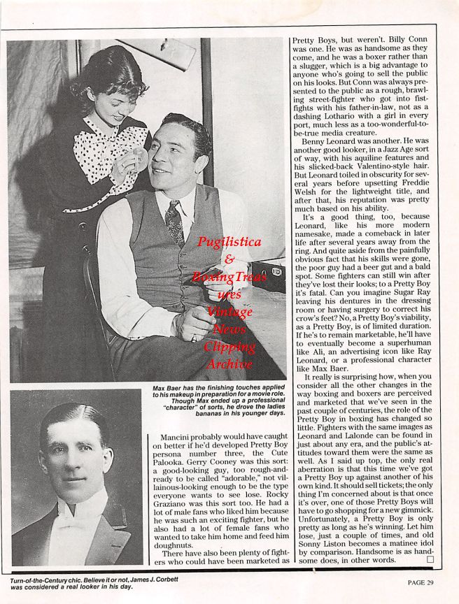Boxing News Clipping #1222 - Mitch Blood Green, Max Baer, James J. Corbett