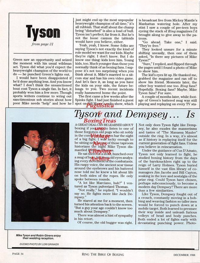 Boxing News Clipping #1224 - Mike Tyson and Robin Givens, Jeff Fenech