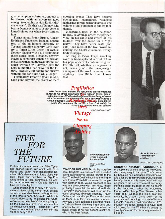 Boxing News Clipping #1225 - Evander Holyfield, Razor Ruddock, Jack Dempsey and Estelle Taylor