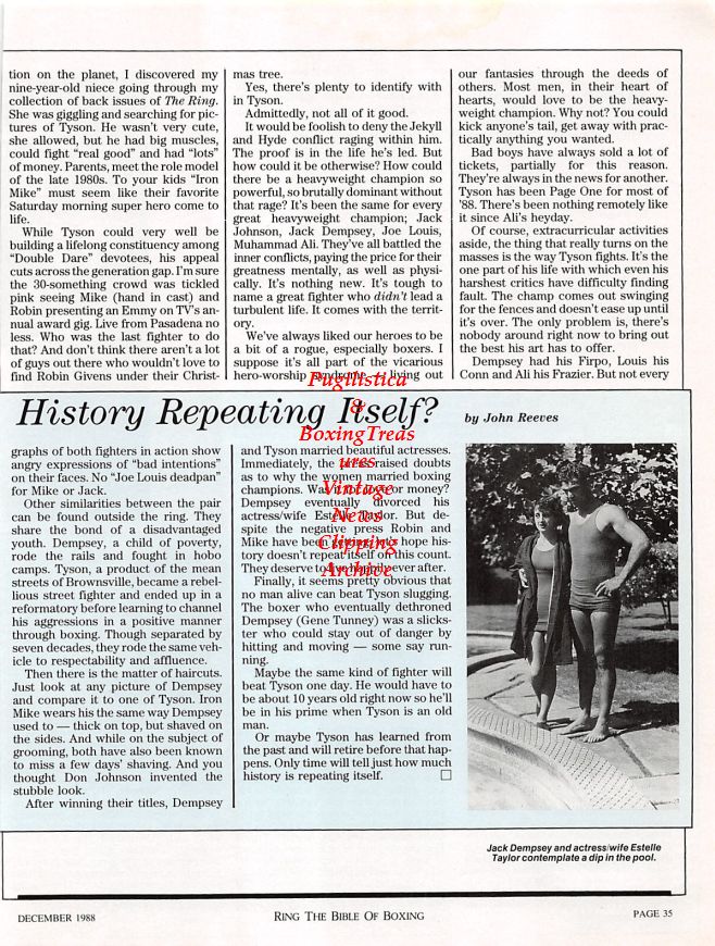 Boxing News Clipping #1225 - Evander Holyfield, Razor Ruddock, Jack Dempsey and Estelle Taylor