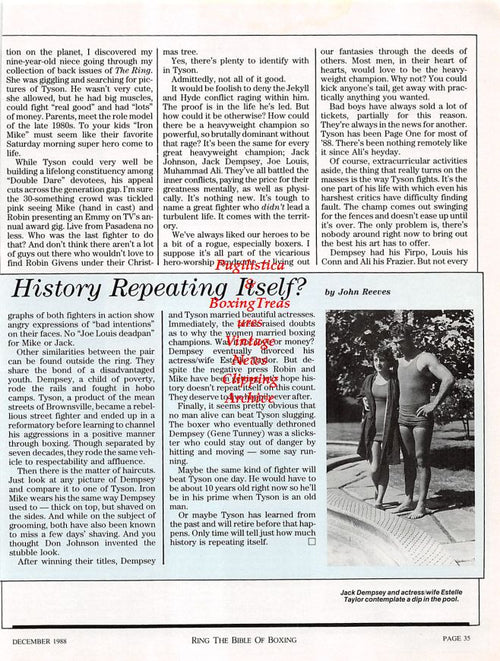 Boxing News Clipping #1225 - Evander Holyfield, Razor Ruddock, Jack Dempsey and Estelle Taylor