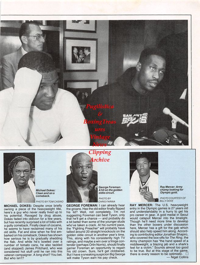 Boxing News Clipping #1226 - Mike Tyson and Walter Berry, Michael Dokes, George Foreman, Ray Mercer