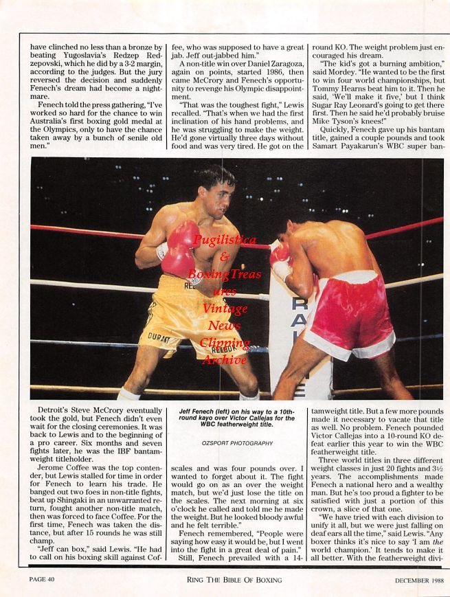 Boxing News Clipping #1227 - Jeff Fenech vs. Victor Callejas