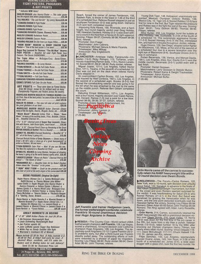 Boxing News Clipping #1228 - Orlin Norris, Jeff Franklin, Hedgemon Lewis