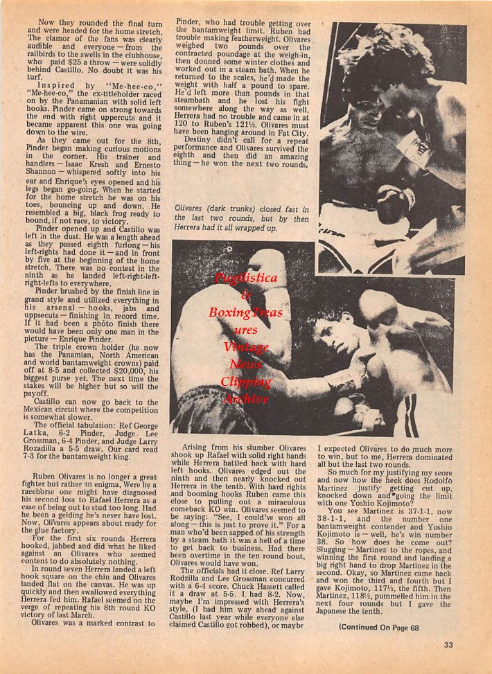 Boxing News Clipping #123 - Ruben Olivares vs. Rafael Herrera, Joe Louis vs. Max Schmeling II