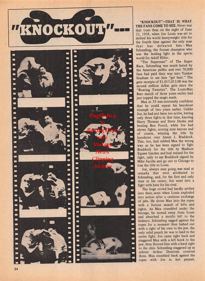 Boxing News Clipping #123 - Ruben Olivares vs. Rafael Herrera, Joe Louis vs. Max Schmeling II