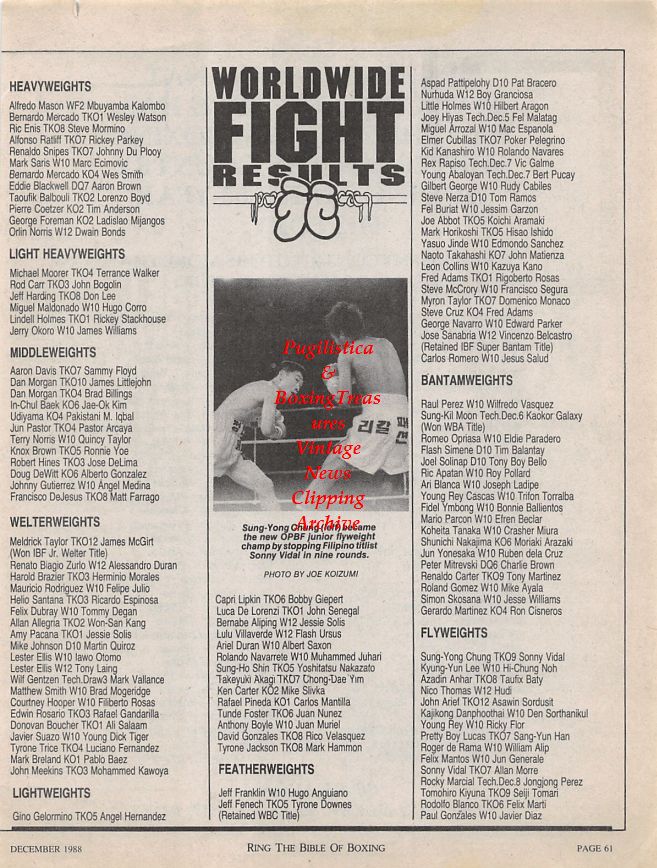 Boxing News Clipping #1232 - Sung-Yong Chung vs. Sonny Vidal