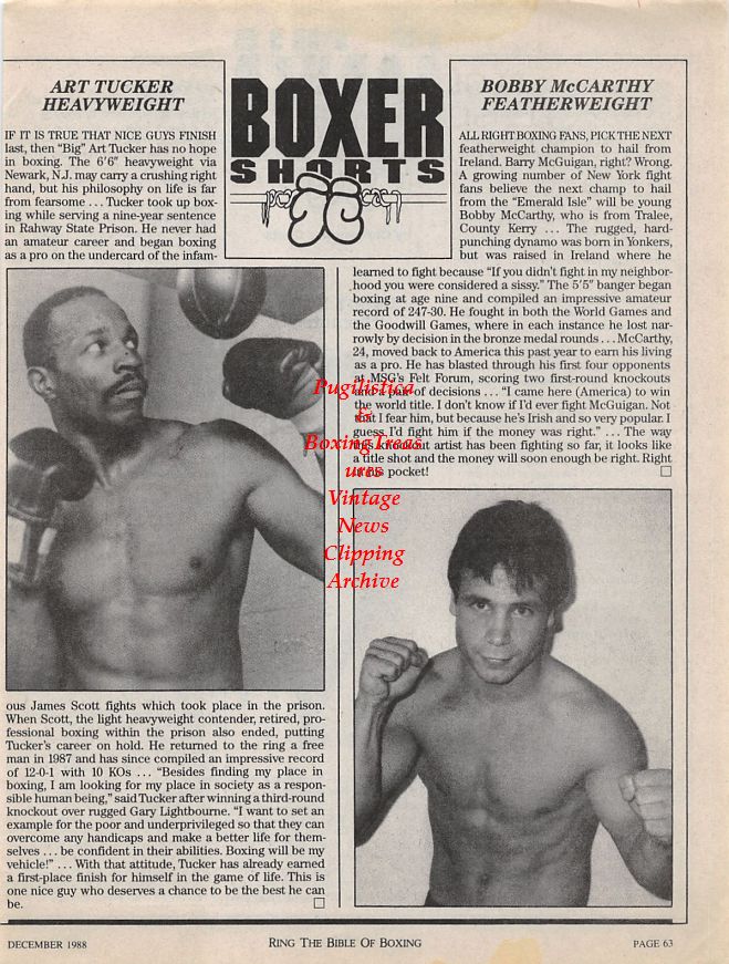 Boxing News Clipping #1233 - Art Tucker, Bobby McCarthy, Jimmy Sosa