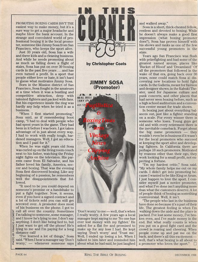 Boxing News Clipping #1233 - Art Tucker, Bobby McCarthy, Jimmy Sosa