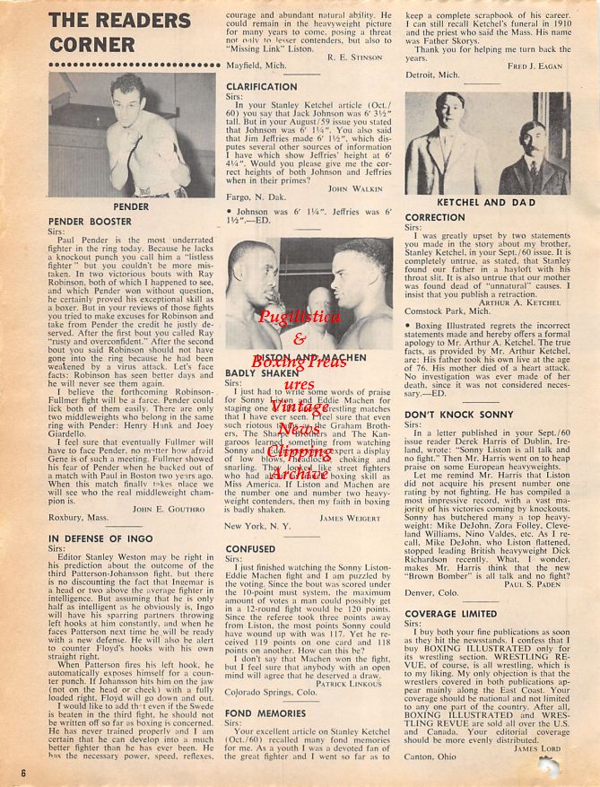 Boxing News Clipping #1236 - Paul Pender, Sonny Liston, Eddie Machen, Stanley Ketchel