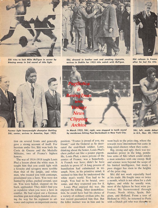 Boxing News Clipping #1240 - Battling Siki and various opponents including Mike McTigue, Paul Berlenbach and Georges Carpentier