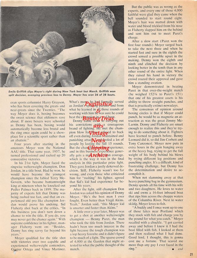 Boxing News Clipping #1242 - James J. Corbett, James Jeffries, Emile Griffith vs. Denny Moyer