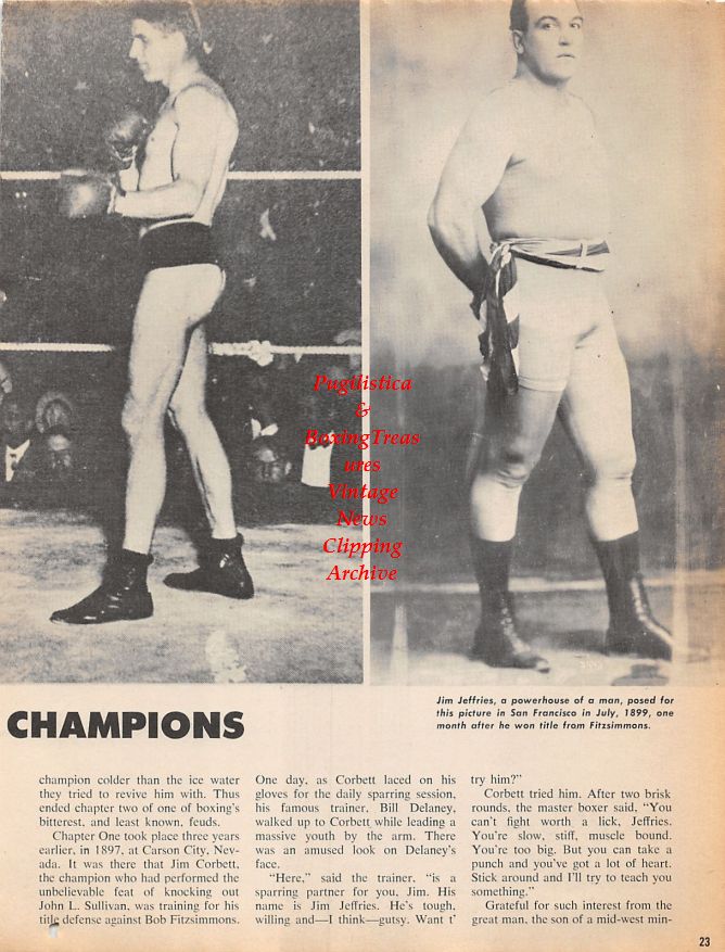 Boxing News Clipping #1243 - James Corbett, James Jeffries, Billy Delaney, William A. Brady