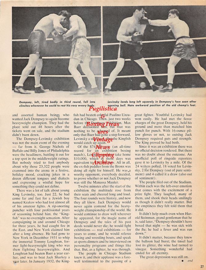 Boxing News Clipping #1245 - Johnny Bizzarro vs. Ferenc Martinovich, Jack Dempsey vs. King Levinsky