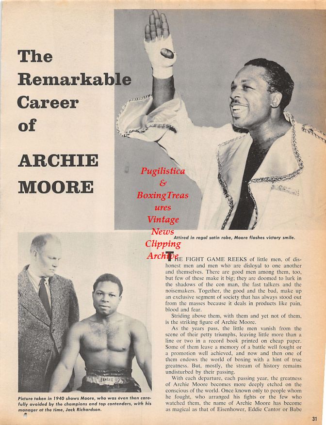 Boxing News Clipping #1247 - "The Remarkable Career Of Archie Moore", Ezzard Charles, Jimmy Bivins, Jimmy Slade
