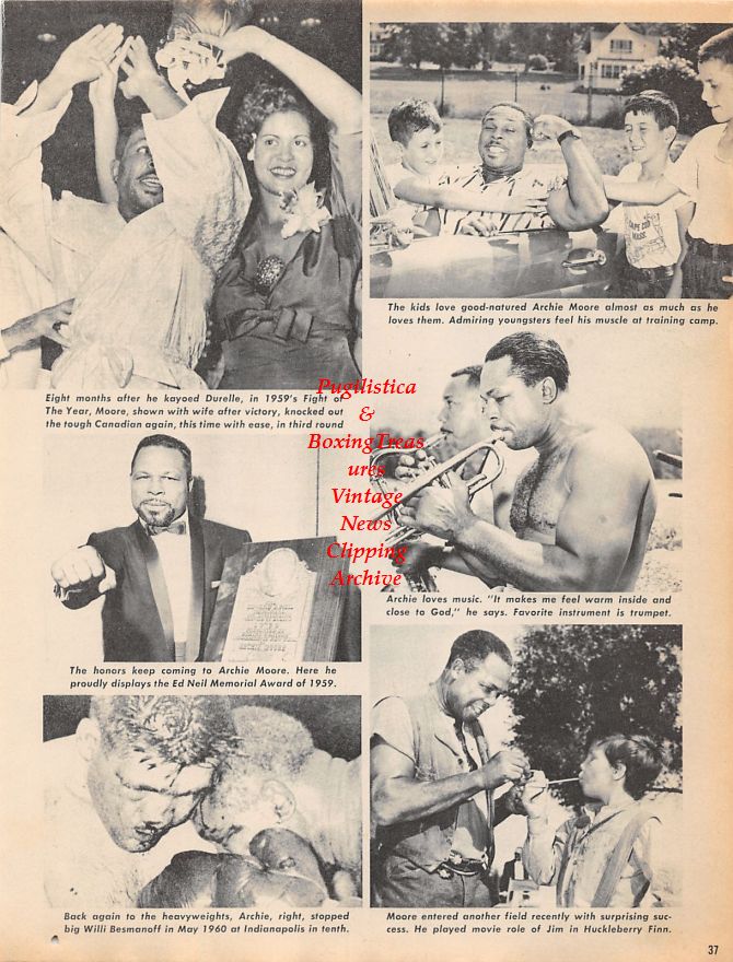 Boxing News Clipping #1250 - 1960 Cassius Clay / Muhammad Ali Olympian clipping with team, Tony Madigan, Ziggy Pietrzykowski, Archie Moore photo collage