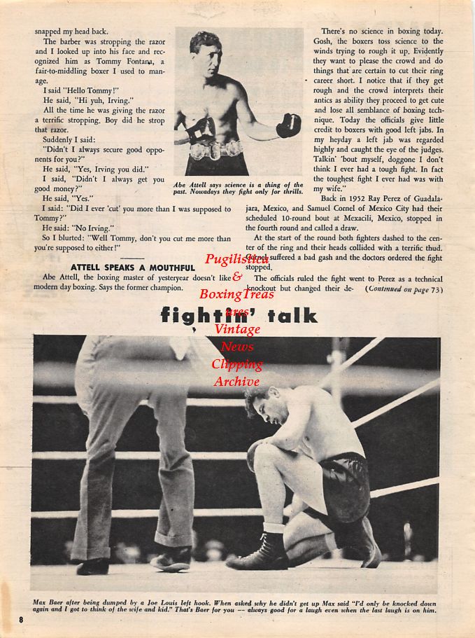 Boxing News Clipping #1255 - Max Baer, Abe Attell, Al & Grace Stephan