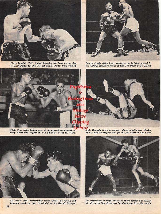 Boxing News Clipping #1257 - Pierre Langlois vs. Garth Panter, George Araujo, Teddy Red Top Davis, Willie Troy, Terry Moore, Ernie Durando, Charlie Humez, Gil Turner, Italo Scortichini, Danny Giovanelli, Rocky Casillo, Danny Womber, Wilbur Wilbur and more