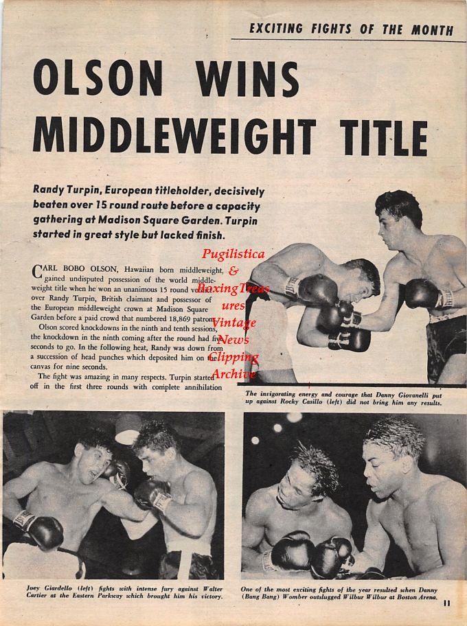 Boxing News Clipping #1257 - Pierre Langlois vs. Garth Panter, George Araujo, Teddy Red Top Davis, Willie Troy, Terry Moore, Ernie Durando, Charlie Humez, Gil Turner, Italo Scortichini, Danny Giovanelli, Rocky Casillo, Danny Womber, Wilbur Wilbur and more