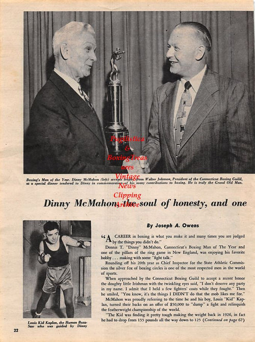 Boxing News Clipping #1262 - Art Aragon, Jimmy Carter, Dinny McMahon, Louis Kid Kaplan