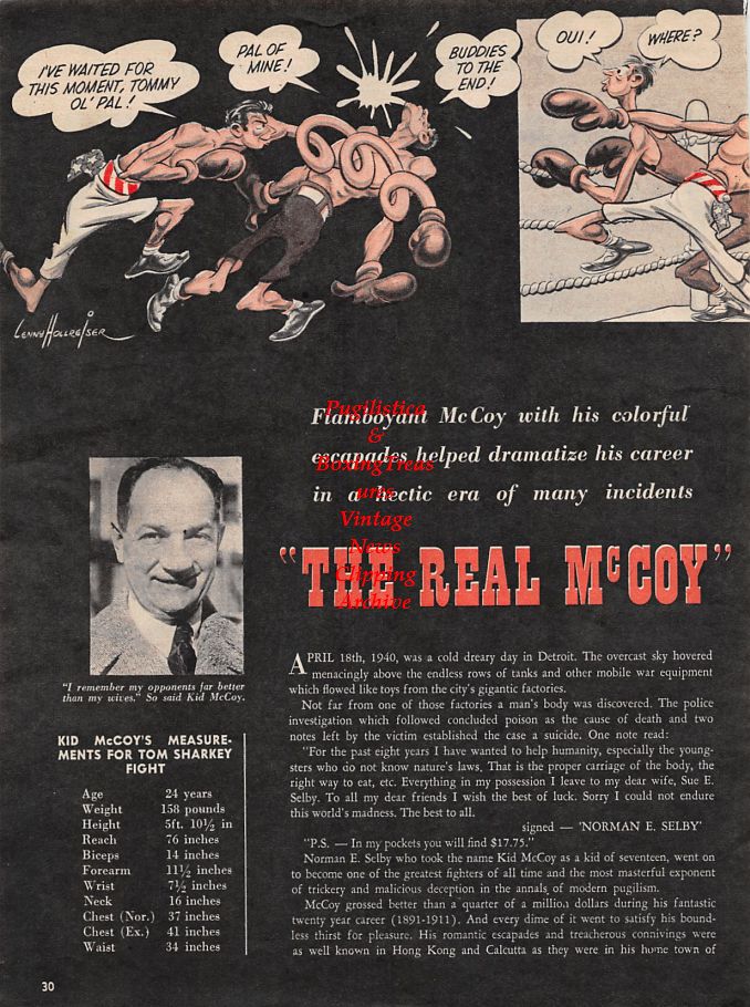 Boxing News Clipping #1266 - Kid McCoy, Paddy DeMarco, Henry Davis, George Araujo, Billy Graham, Sandy Saddler