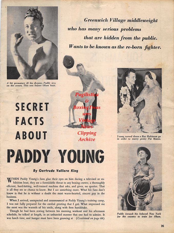 Boxing News Clipping #1269 - Paddy Young, Lou Ambers, Pedro Montanez