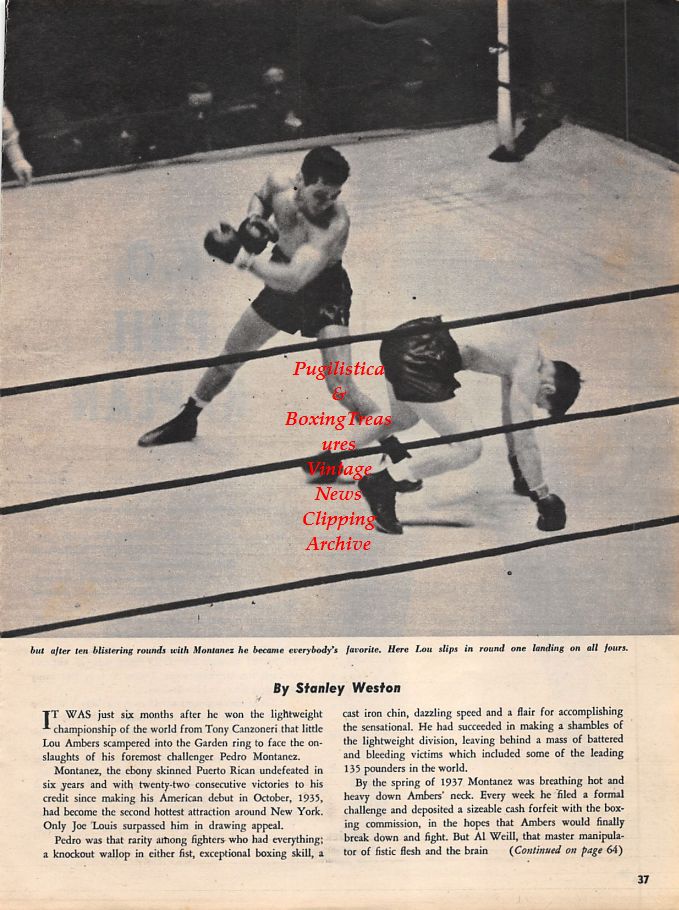 Boxing News Clipping #1270 - K.O. Phil Kaplan, Lou Ambers vs. Pedro Montanez