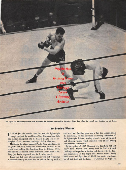 Boxing News Clipping #1270 - K.O. Phil Kaplan, Lou Ambers vs. Pedro Montanez