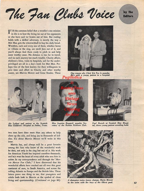 Boxing News Clipping #1271 - Yoshio Shirai vs. Terry Allen, Alo Leilani, Paul Boesch, Marin Mercer, Chief Kit Fox