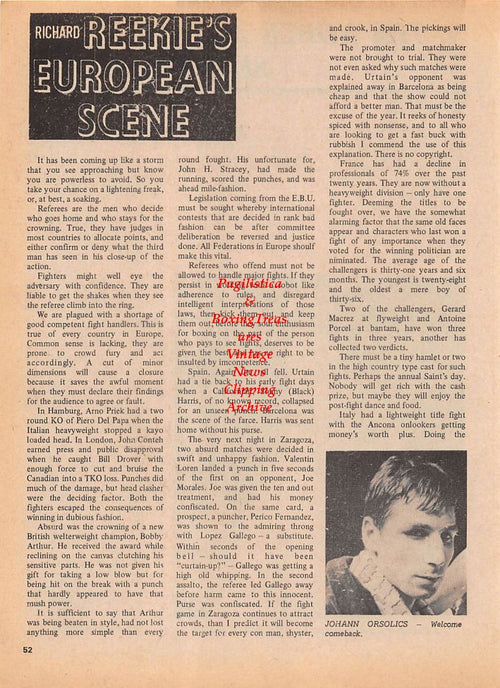Boxing News Clipping #128 - Eddie Thomas, Johann Orsolics