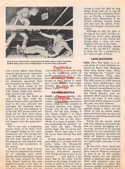 Boxing News Clipping #1283 - Eddie Cotton vs. Johnny Persol, Emile Griffith vs. Ralph Dupas