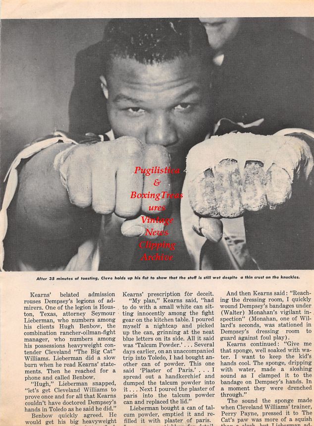 Boxing News Clipping #1286 - Cleveland Williams testing Jack Dempsey plaster fist theory