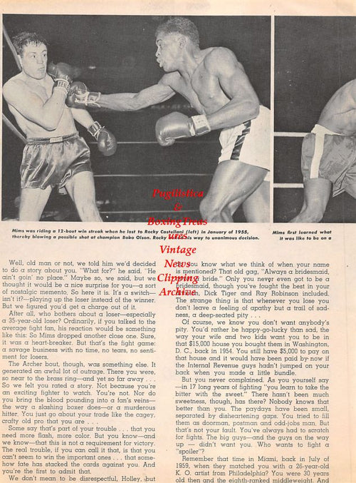 Boxing News Clipping #1288 - Holly Mims vs. Rubin Hurricane Carter and Rocky Castellani