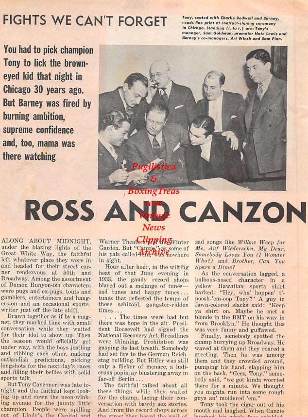 Boxing News Clipping #1289 - Holly Mims, Ray Robinson, Dick Tiger, George Benton, Barney Ross, Tony Canzoneri