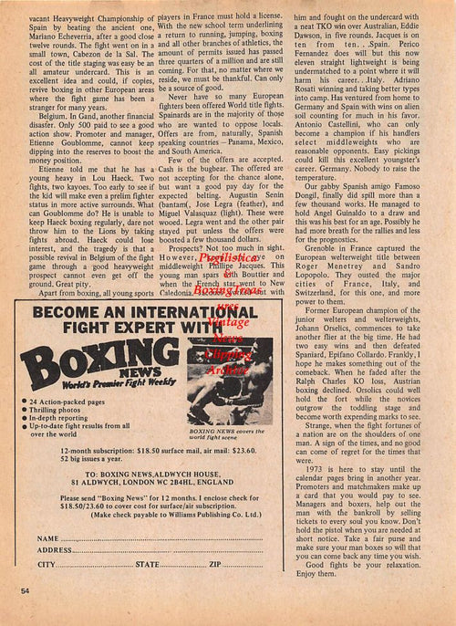 Boxing News Clipping #129 - Roger Menetrey vs. Sandro Lopopolo