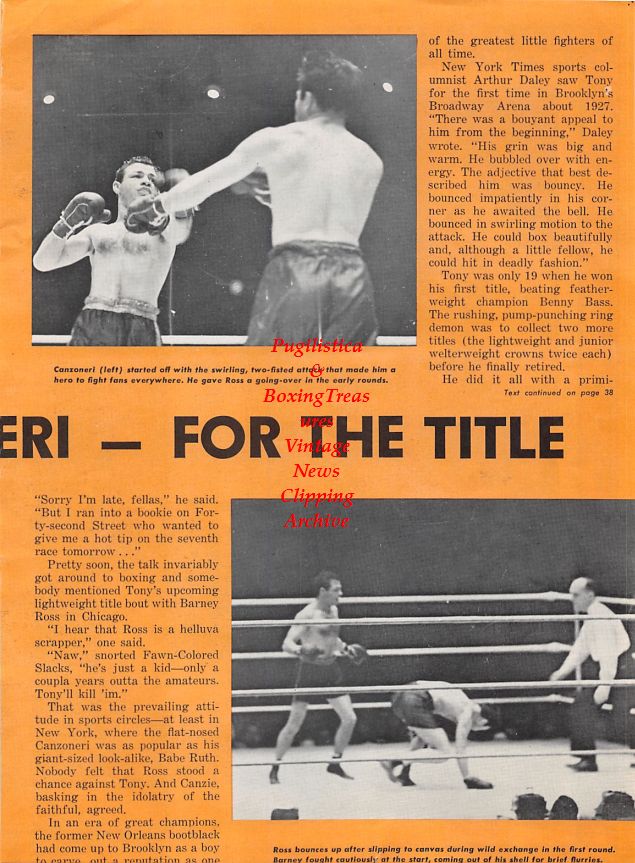 Boxing News Clipping #1290 - Tony Canzoneri vs. Barney Ross