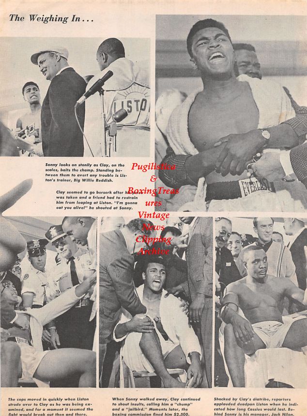 Boxing News Clipping #1293 - Muhammad Ali vs. Sonny Liston, Willie Reddish, Jack Nilon, Jake LaMotta, Sugar Ray Robinson, Willie Pastrano, Eddie Machen, Luis Rodriguez, Bundini Brown