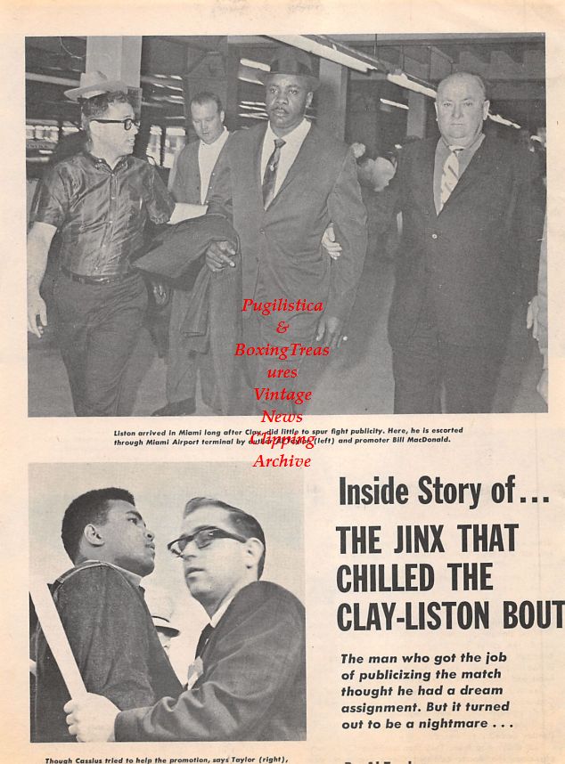 Boxing News Clipping #1295 - Rudy Clay vs. Chip Johnson, Muhammad Ali, Sonny Liston, Al Taylor, Bill MacDonald