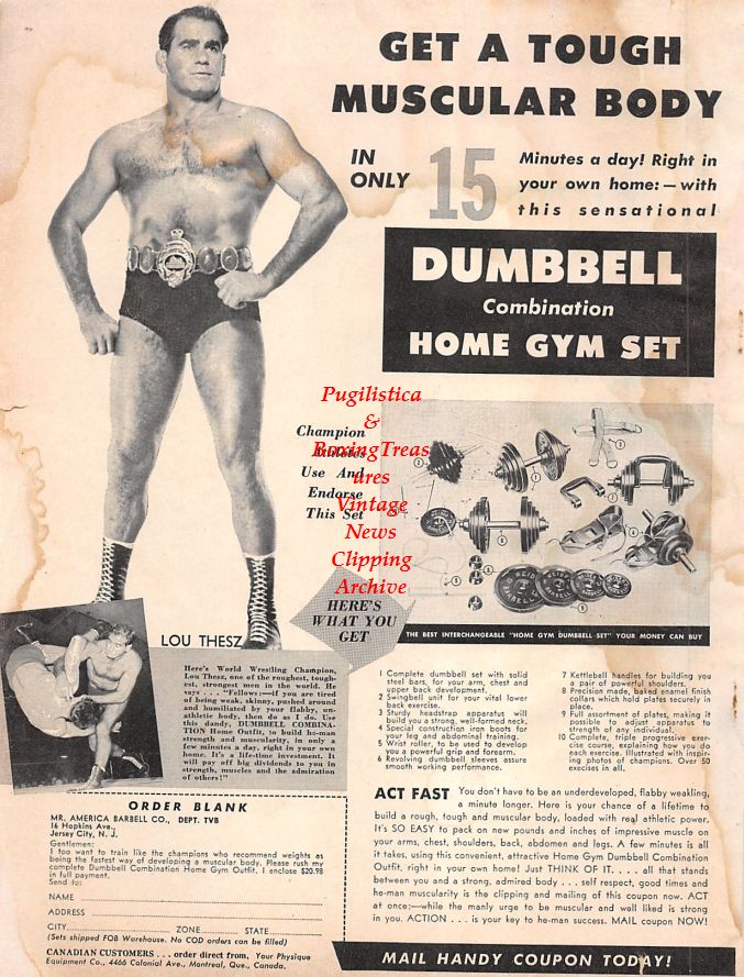 Boxing News Clipping #1296 - Tuzo Portuguez, Lou Thesz