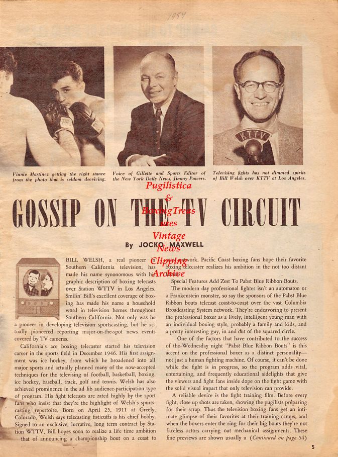 Boxing News Clipping #1298 - Vince Martinez, Jimmy Powers, Bill Welsh