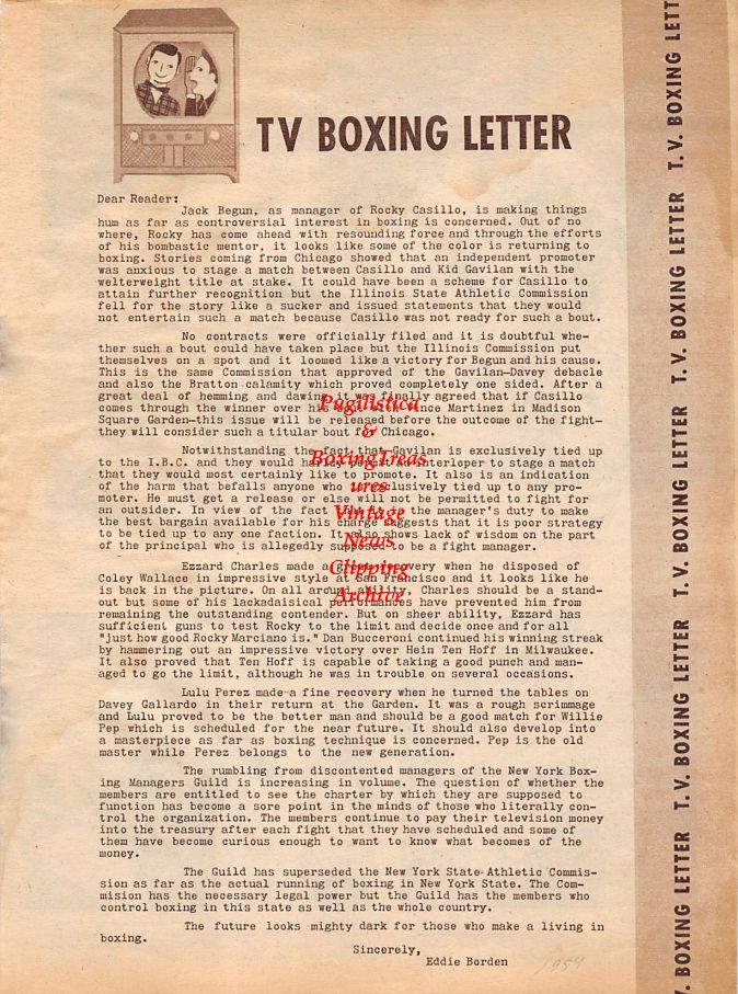 Boxing News Clipping #1299 - Billy Graham vs. Paddy Young, Del Flanagan vs. Johnny Saxton, Ezzard Charles vs. Coley Wallace