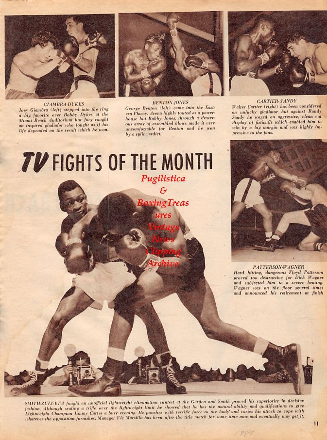 Boxing News Clipping #1300 - Tuzo Portuguez, Joey Giambra, Bobby Dykes, George Benton, Bobby Jones, Waltier Cartier, Randy Sandy, Floyd Patterson, Dick Wagner, Orlando Zulueta, Wallace Bud Smith