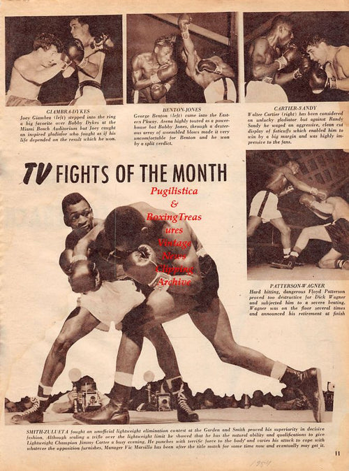 Boxing News Clipping #1300 - Tuzo Portuguez, Joey Giambra, Bobby Dykes, George Benton, Bobby Jones, Waltier Cartier, Randy Sandy, Floyd Patterson, Dick Wagner, Orlando Zulueta, Wallace Bud Smith