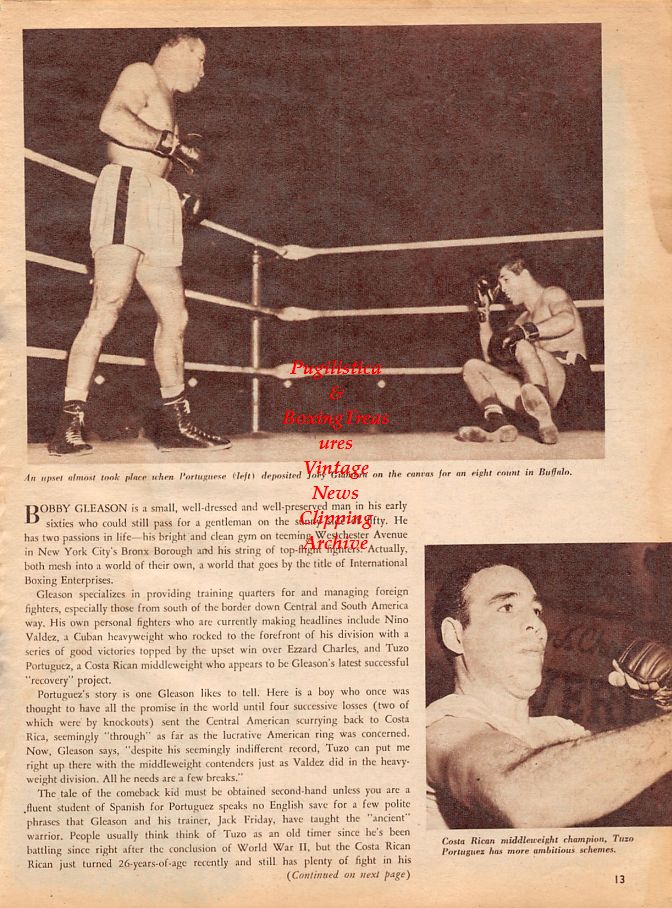 Boxing News Clipping #1301 - Tuzo Portuguez, Johnny Bratton, Joey Giardello, Joey Giambra