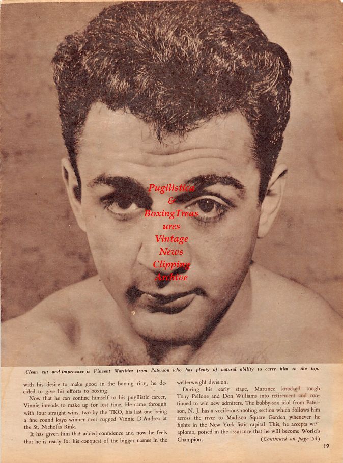Boxing News Clipping #1304 - Vince Martinez, Dewey Fragetta, Ray Arcel, Sol Gold, Jimmy DeAngelo, Jack Laken