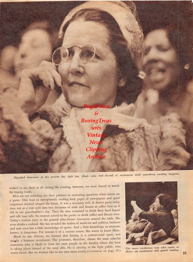 Boxing News Clipping #1306 - Vic Marsillo, Wallace Bud Smith, Teddy Red Top Davis, Female Boxing Fans
