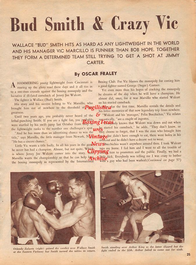 Boxing News Clipping #1307 - Wallace Bud Smith, Orlando Zulueta, Arthur King, Joey Giambra