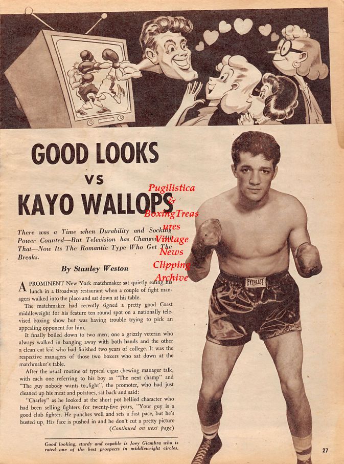 Boxing News Clipping #1308 - Joey Giambra, Billy Conn, Max Baer, Jack Kid Berg