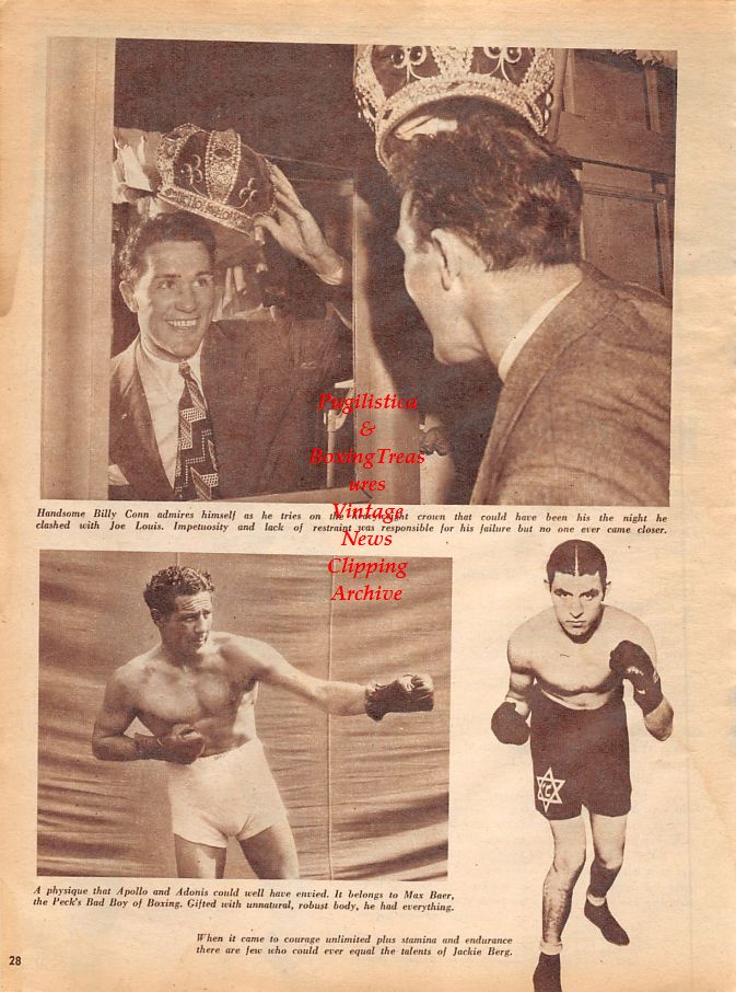 Boxing News Clipping #1308 - Joey Giambra, Billy Conn, Max Baer, Jack Kid Berg